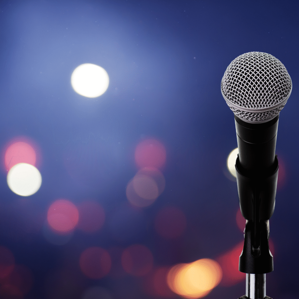 Kids article about Eurovision 2025 Microphone on a stage Kids article about Eurovision 2025