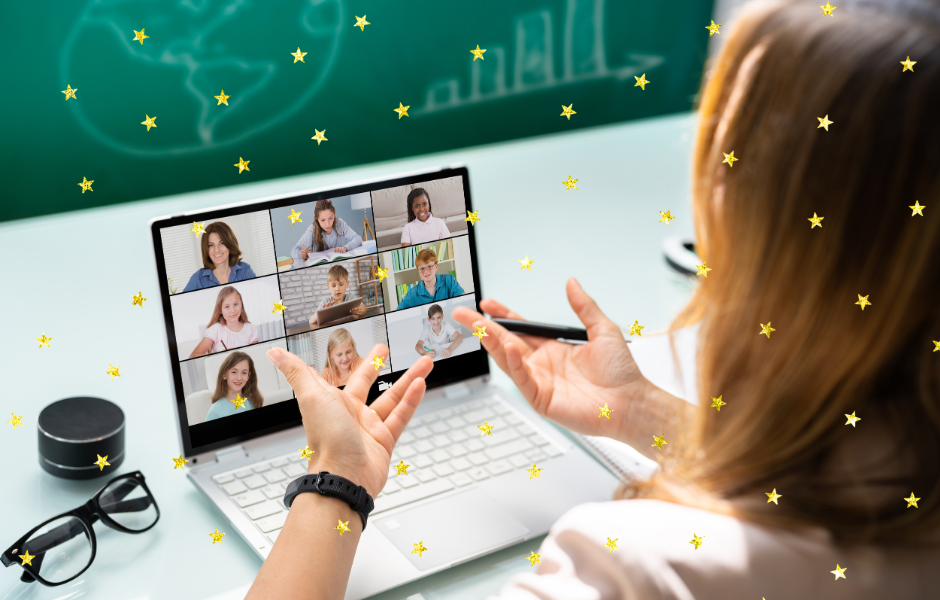 A teacher teaching an online ESL class - How to use English News For Kids articles in your ESL lessons