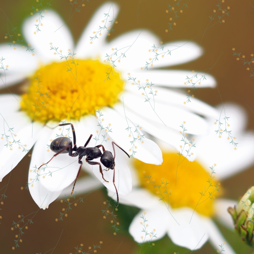 English news article for kids - Five brilliant things bugs do An ant on a daisy - Five brilliant things bugs do