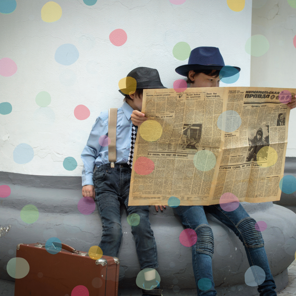 Real stories, real language for children learning English Kids reading a news paper - Real stories, real language for children learning English
