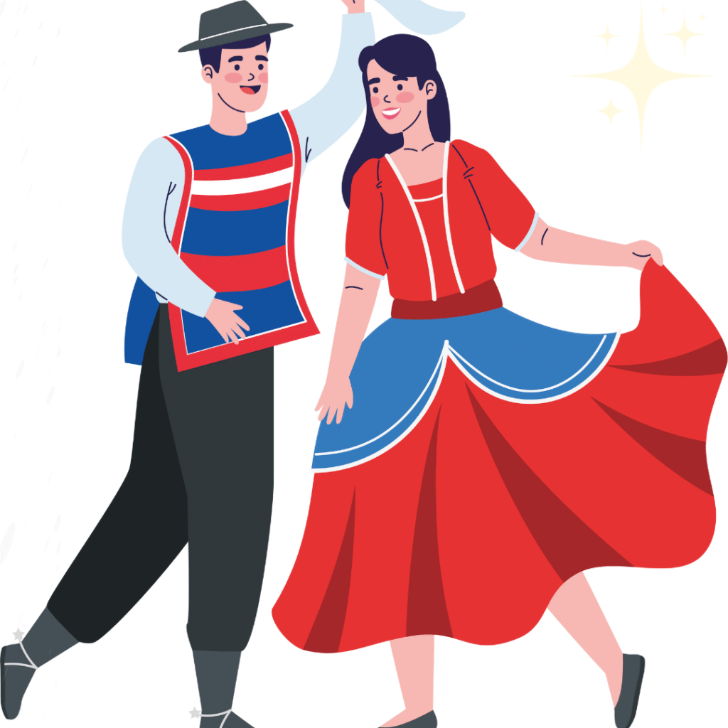 Cartoon of people dancing - The legend of La Tirana