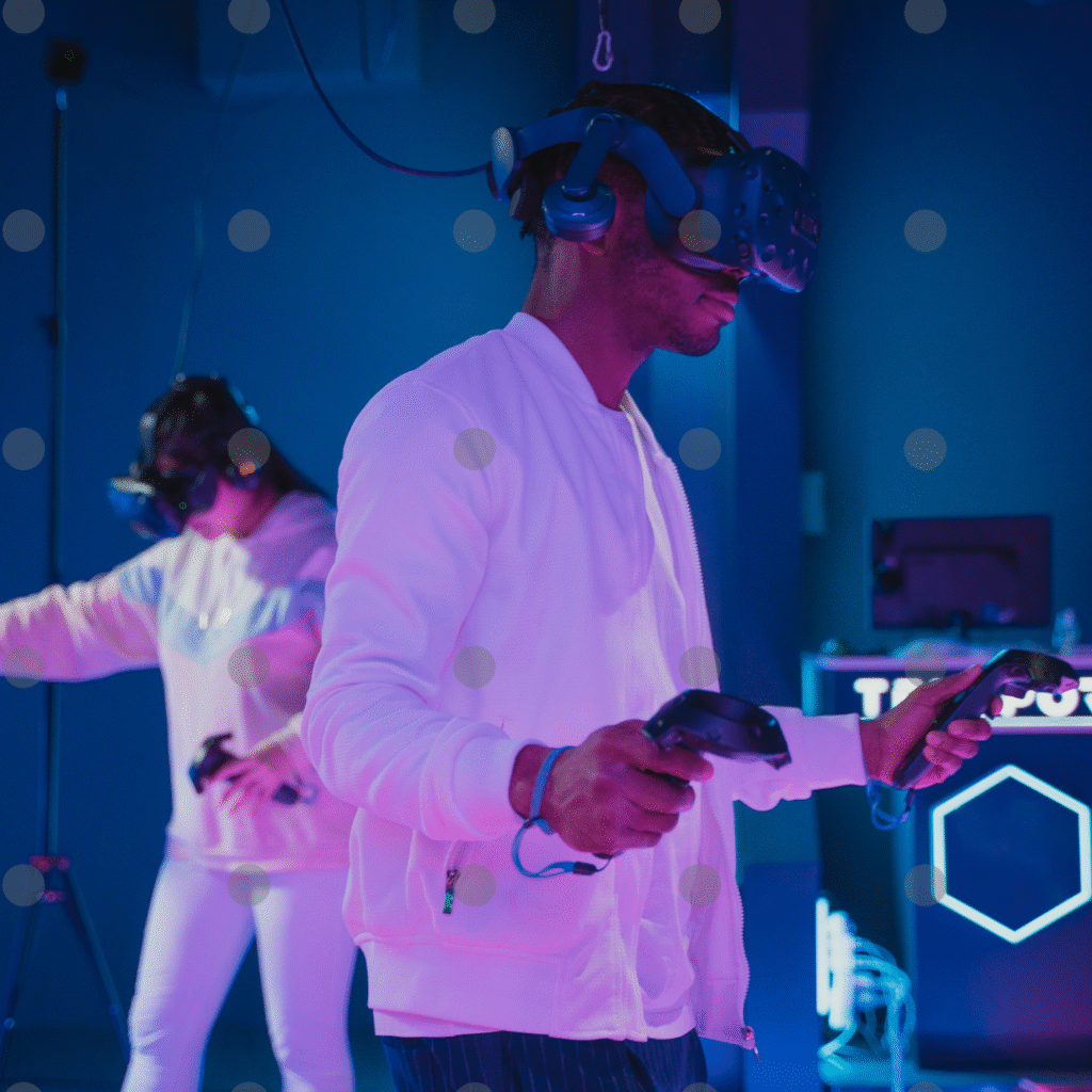 English news article for kids - What can you do in virtual reality? People using VR headsets - What can you do in virtual reality?