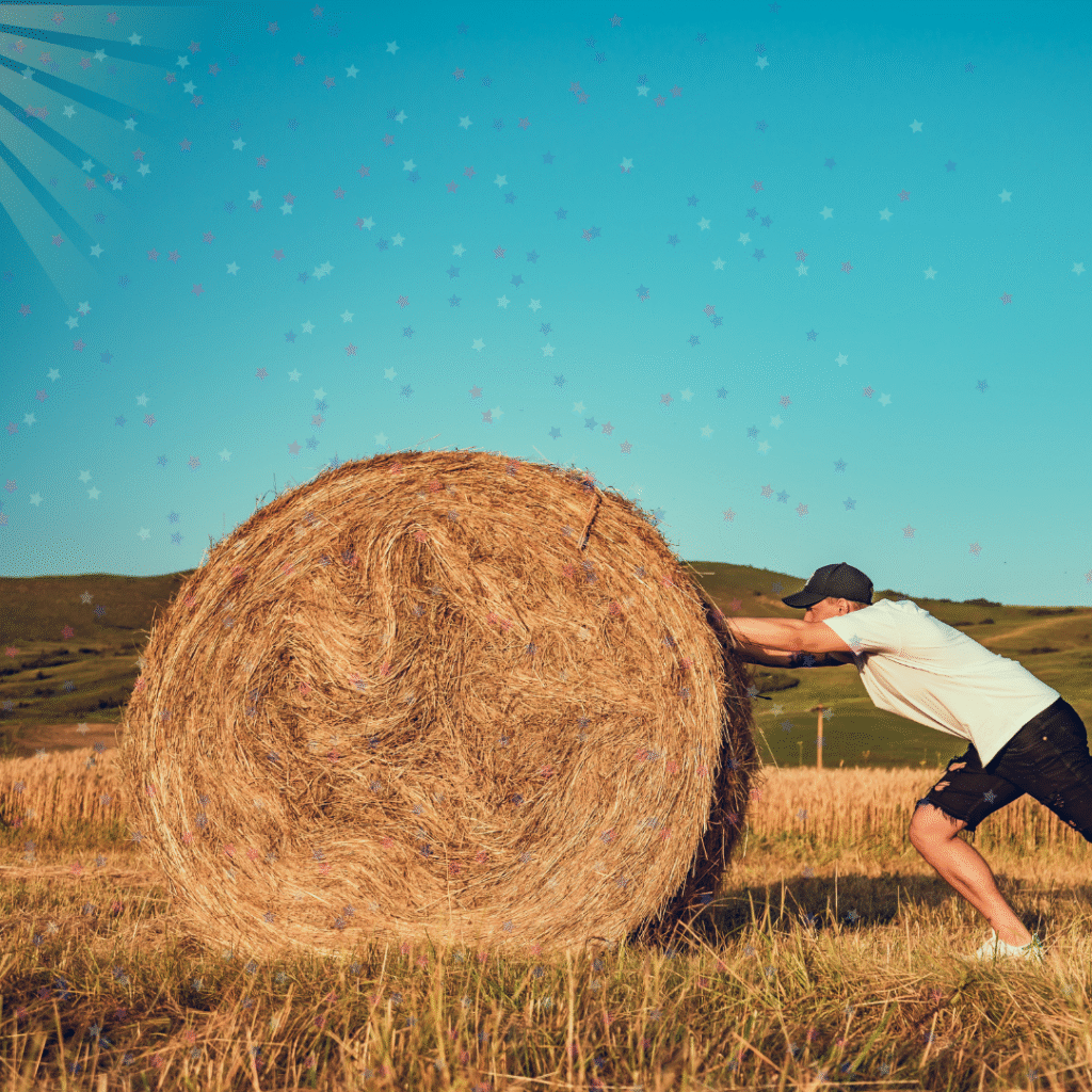 Amazing records from around the world - English news article for kids Pushing a bale of hay - Amazing records from around the world