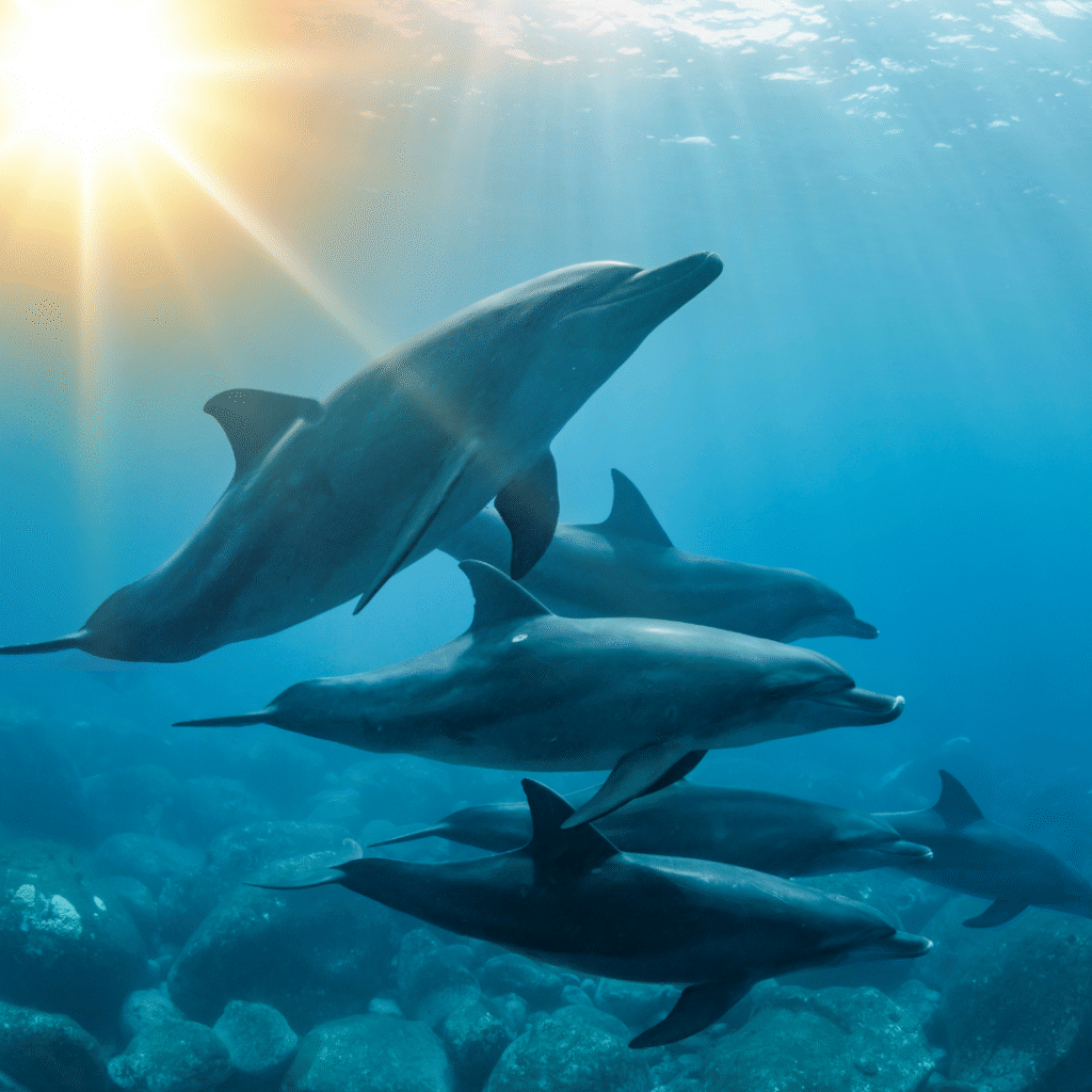 Dolphins swimming - World Dolphin Day for kids