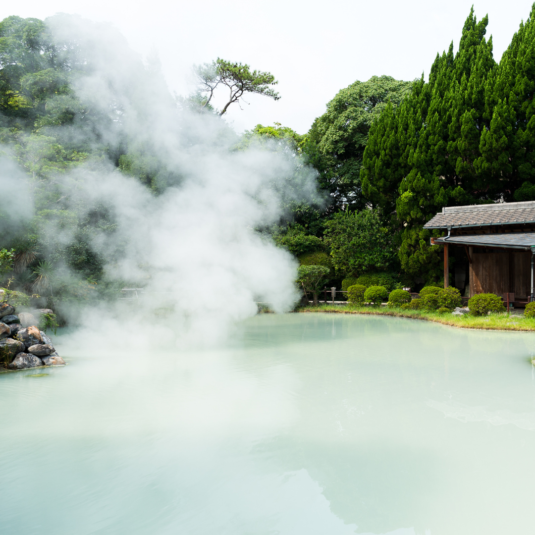 A hot spring with steam