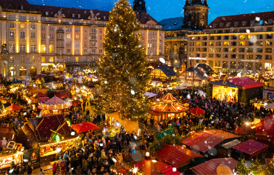 A Christmas market. Childrens English news article Christmas markets