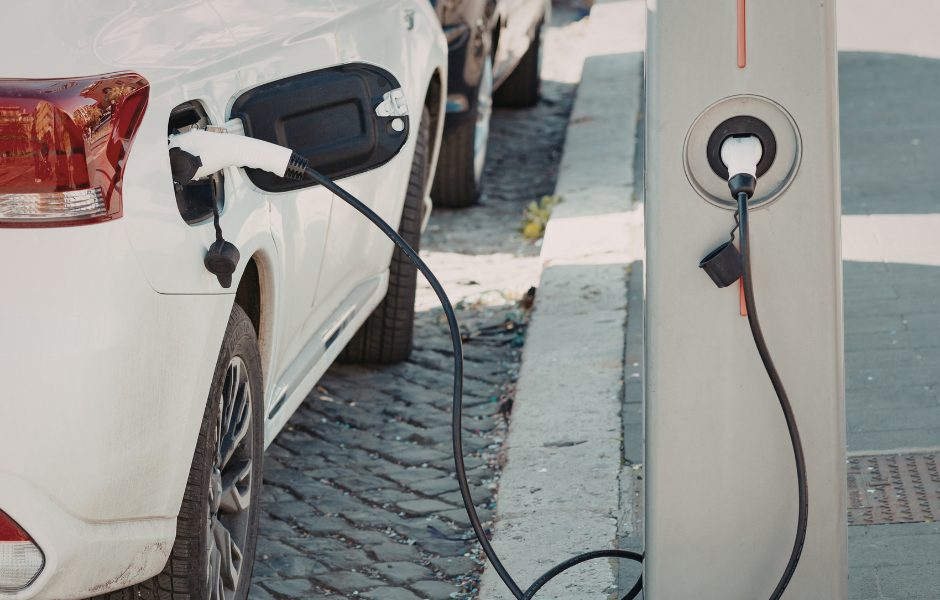 An electric car being charged