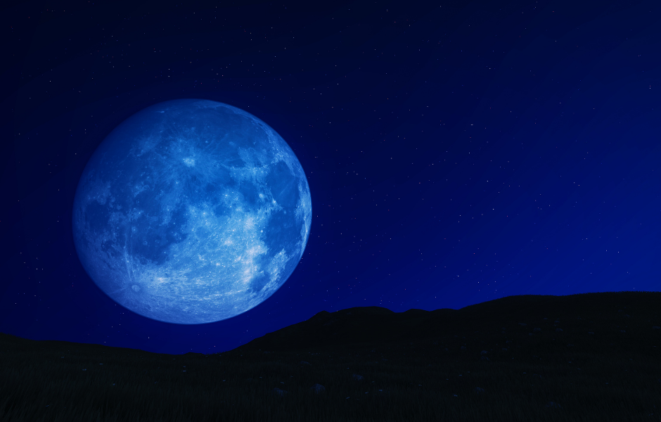 Rare Blue Moon lights up the night sky