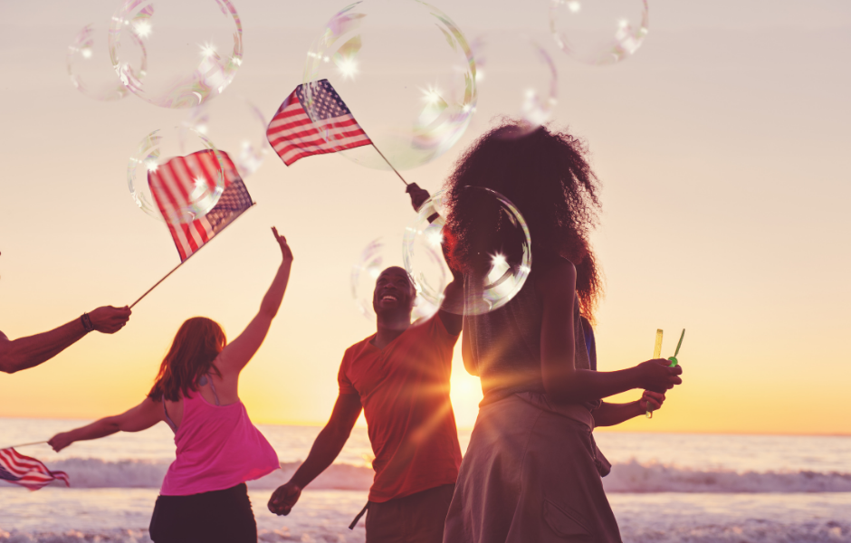 People waving flags - United States' 250th anniversary and Independence Day