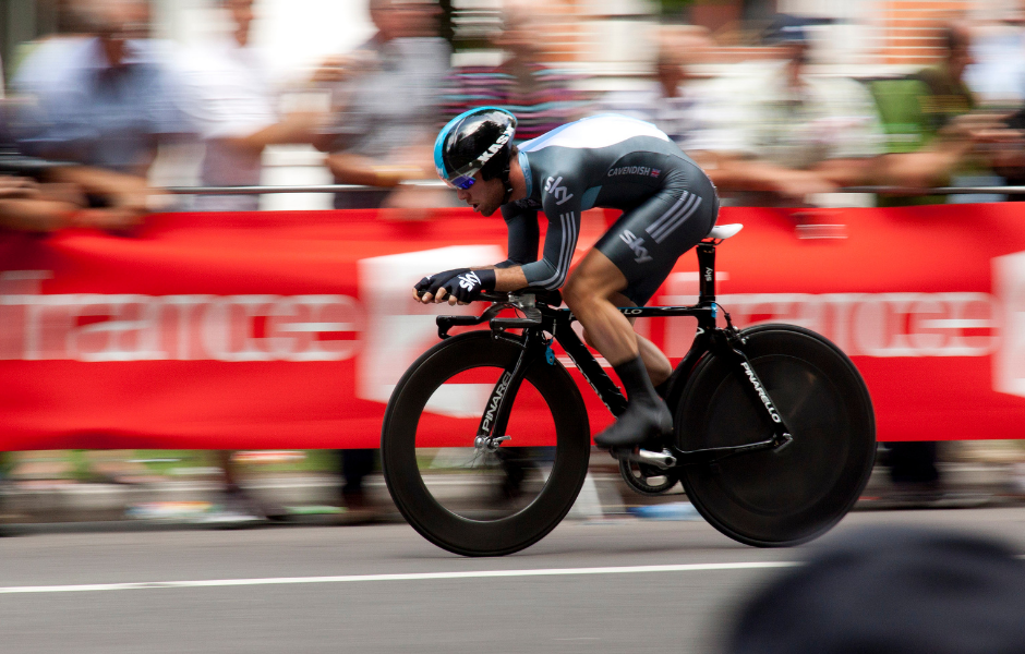 Cyclist riding fast