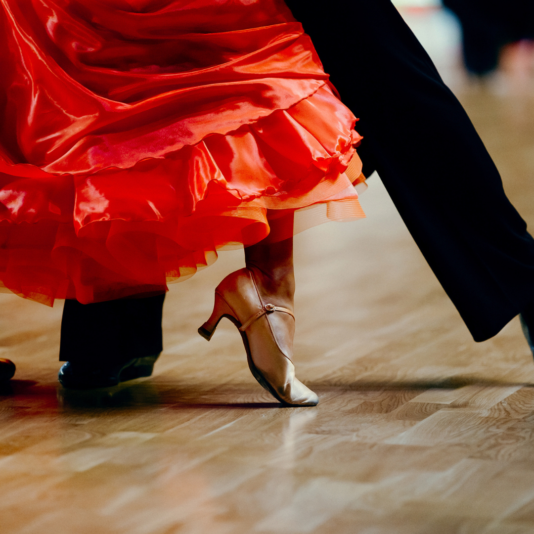 Feet of people salsa dancing