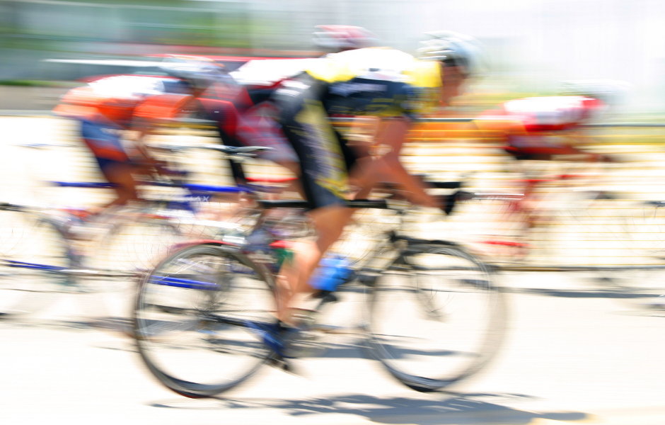 Cyclists riding fast